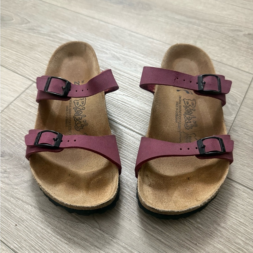 Birki’s by Birkenstock Maroon Double-Strap Sandals Sz 36